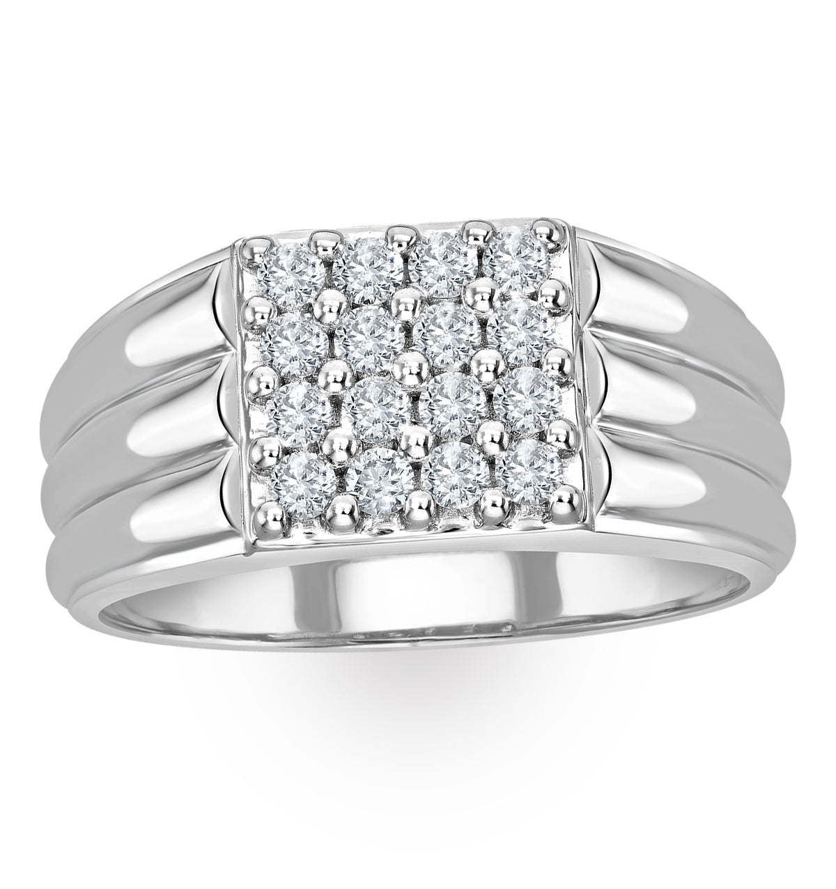 Mens Lab Diamond Encrusted 0.50ct H/Si Signet Ring in Sterling Silver